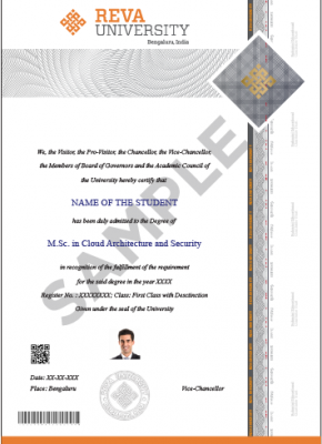 MSc Cloud Architecture and Security certificate - REVA University