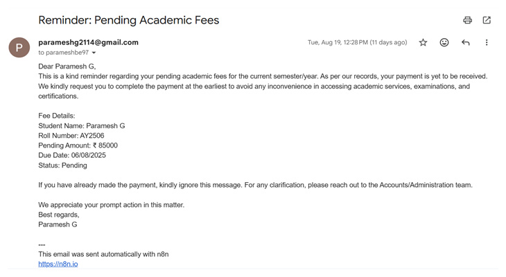 And here’s the actual email generated by the AI Agent